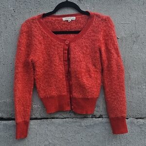 Rewind Red Fuzzy Cardigan Sweater